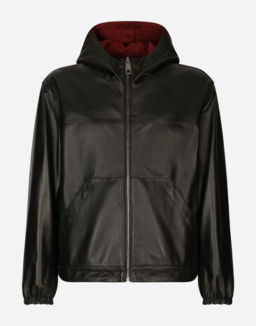 Dolce&Gabbana Blouson réversible en cuir et laine stretch Noir G5LD2LGG724