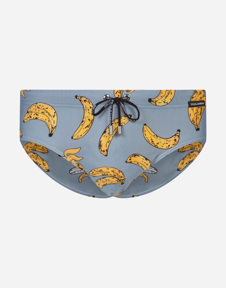 Dolce & Gabbana SWIMMING BRIEFS WITH BANANA PRINT LIGHT BLUE M4A09JFSGS2