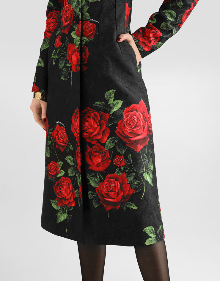 Dolce & Gabbana Rose-print brocade coat Multicolor F0Y60TFSTB4