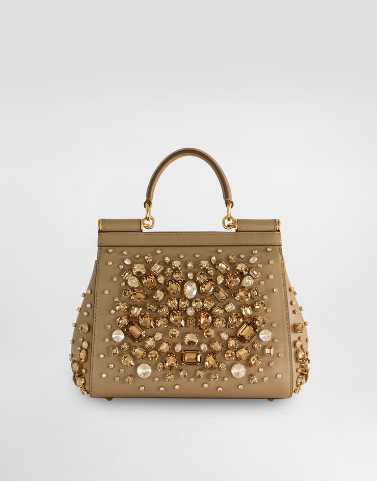 Dolce & Gabbana Sicily small nappa leather handbag with embroidered bezels Multicolor BB6003C7341