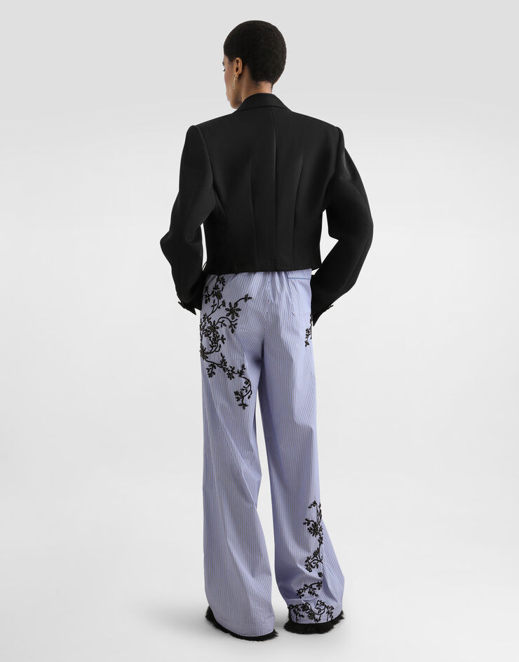 Dolce & Gabbana Striped poplin trousers with flowers embroidery Dolce & Gabbana Striped poplin trousers with flowers embroidery Multicolor FTDJDZGDDRZ