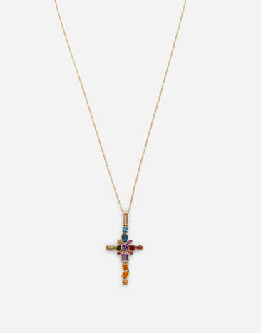 Dolce & Gabbana Anhänger Rainbow aus 18 Karat Gelbgold mit mehrfarbigen Edelsteinen GOLD WAMR1GWMIX1