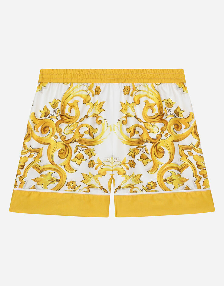 Dolce & Gabbana Twill shorts with yellow majolica print Print L52Q33G7EY5