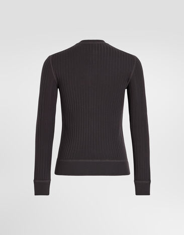 Dolce & Gabbana Serafino virgin wool pullover Grey GXX74TJCVZ3