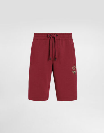 Dolce & Gabbana Jersey jogging shorts with embroidery Bordeaux GVF8AZHU7H9