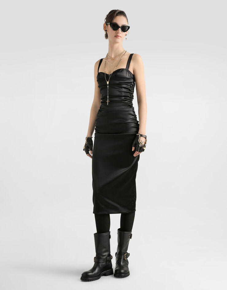 Dolce & Gabbana Abito in raso stretch Nero F6TVPTFURAD