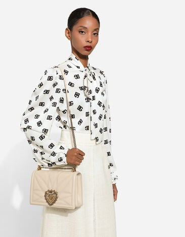 Dolce & Gabbana Large Devotion shoulder bag in quilted nappa leather Cream BB7100AW437