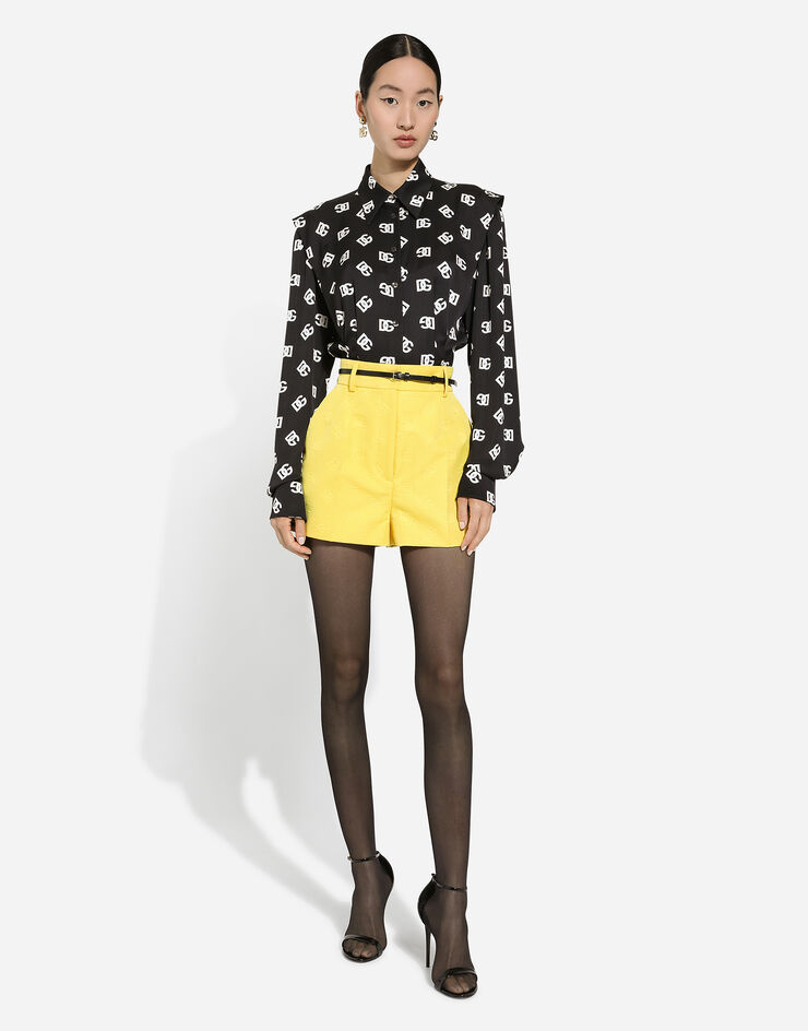 Dolce & Gabbana Shorts in jacquard con logo DG allover Giallo FTBVHTHJMOW