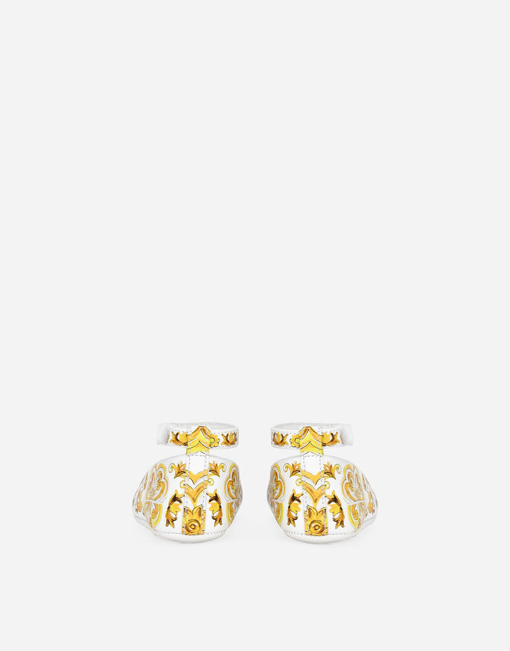 Dolce & Gabbana Bailarina en piel de cordero con estampado Maiolica amarillo Amarillo DK0065AC513