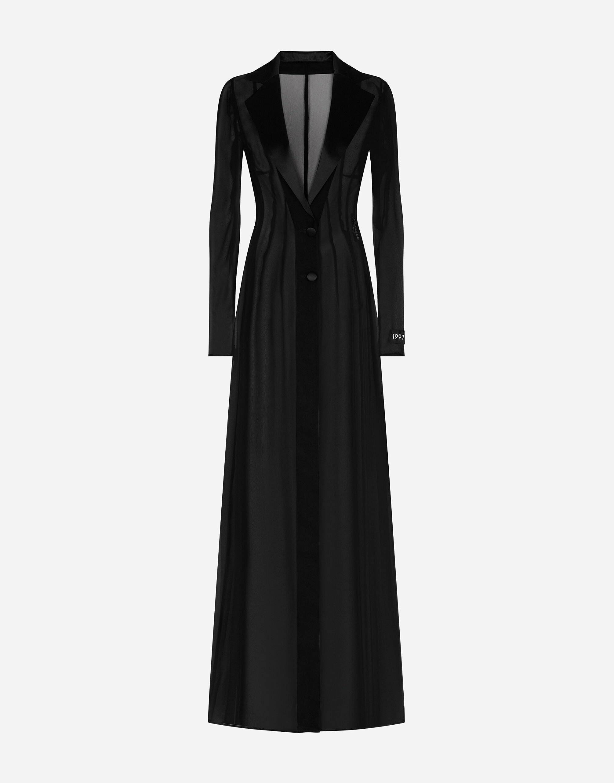 Dolce & Gabbana Sobretodo en chifón de seda Negro F6DFDTFLSIO