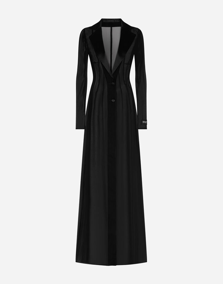 Dolce&Gabbana Silk chiffon duster coat Black F0W0WTFUAA1