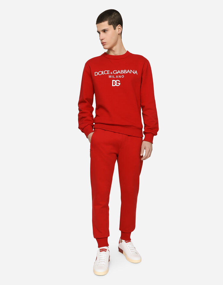 Dolce & Gabbana Jersey sweatshirt with DG embroidery Red G9WI3ZFU7DU