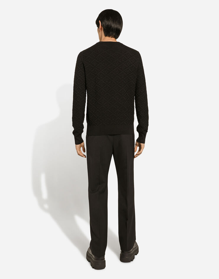 Dolce & Gabbana 整体 DG 徽标真丝圆领针织衫 黑 GXX02TJBSH5