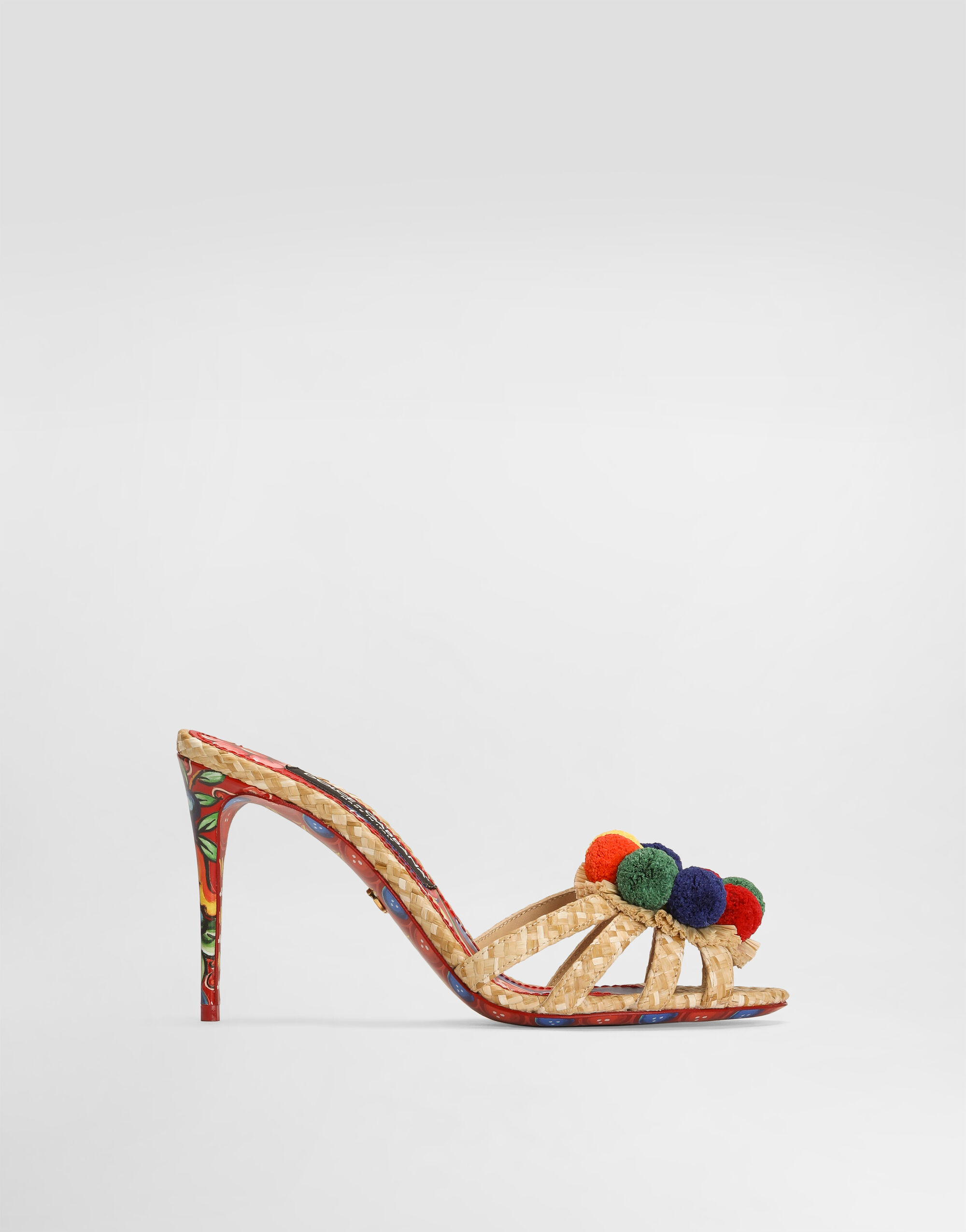Dolce & Gabbana Dolce & Gabbana Raffia mules with embroidery Multicolor CR1916A0453