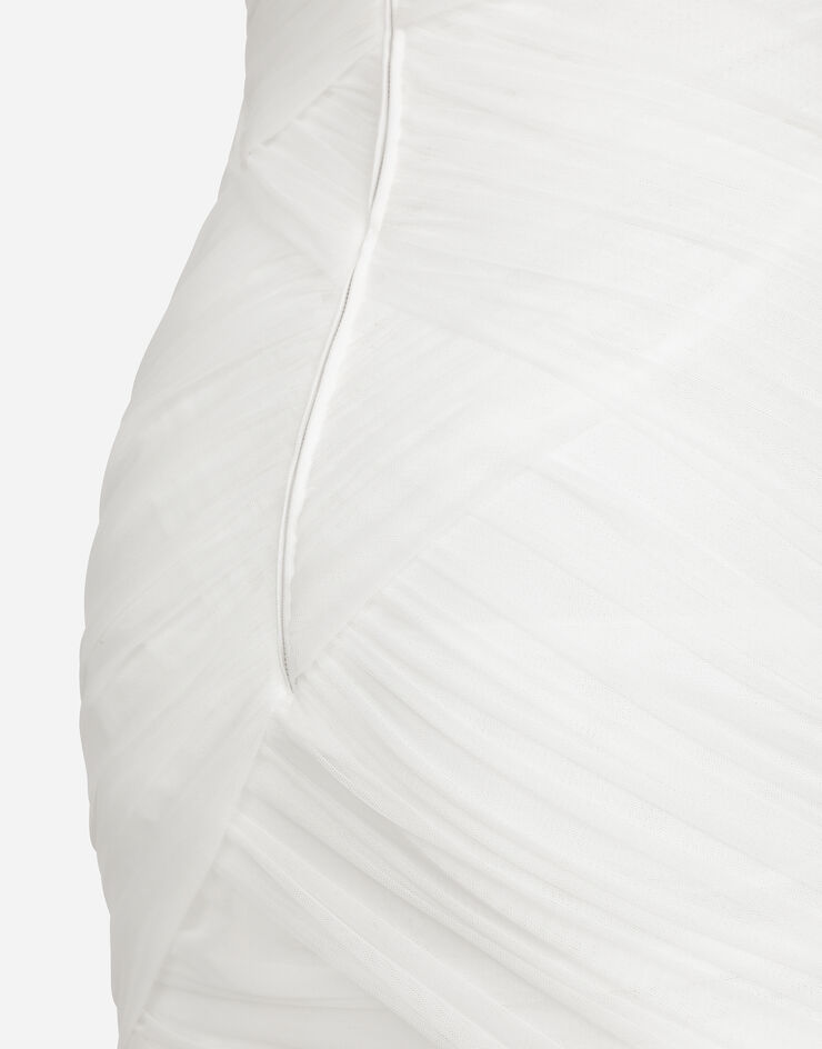Dolce&Gabbana ロンゲットドレープドレス チュール ホワイト F6DEUTFLRC0
