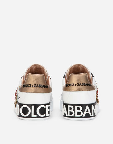 Dolce & Gabbana Calfskin Portofino sneakers with embroidery Multicolor CK1544AZ138