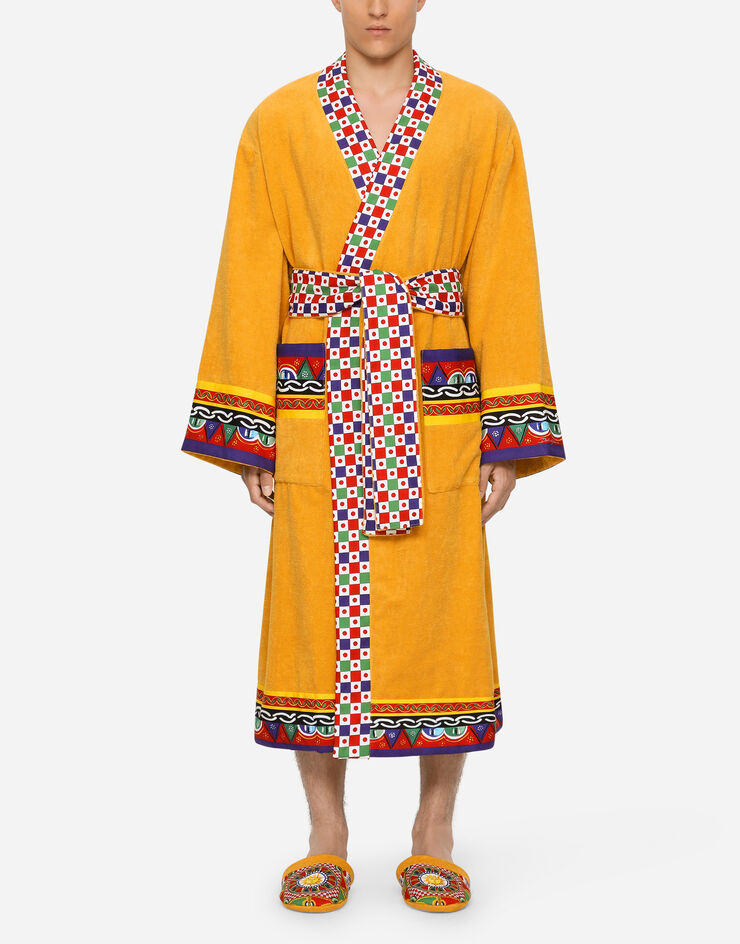 Dolce & Gabbana Cotton Terry Bathrobe Multicolor TCF010TCAGN