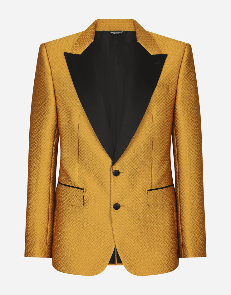 Dolce & Gabbana Herringbone jacquard Sicilia-fit tuxedo suit Jaune GKLTMTHJMNT