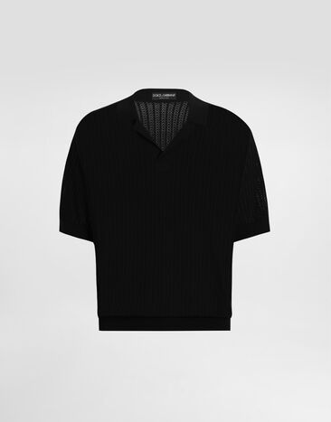 Dolce & Gabbana Short-sleeved cotton openwork polo-shirt Multicolor GXZ64TJFMMS