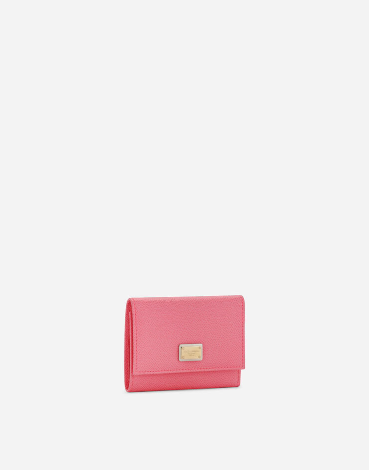 Dolce & Gabbana Portefeuille en cuir de veau avec plaquette à logo Rose BI0770A1001