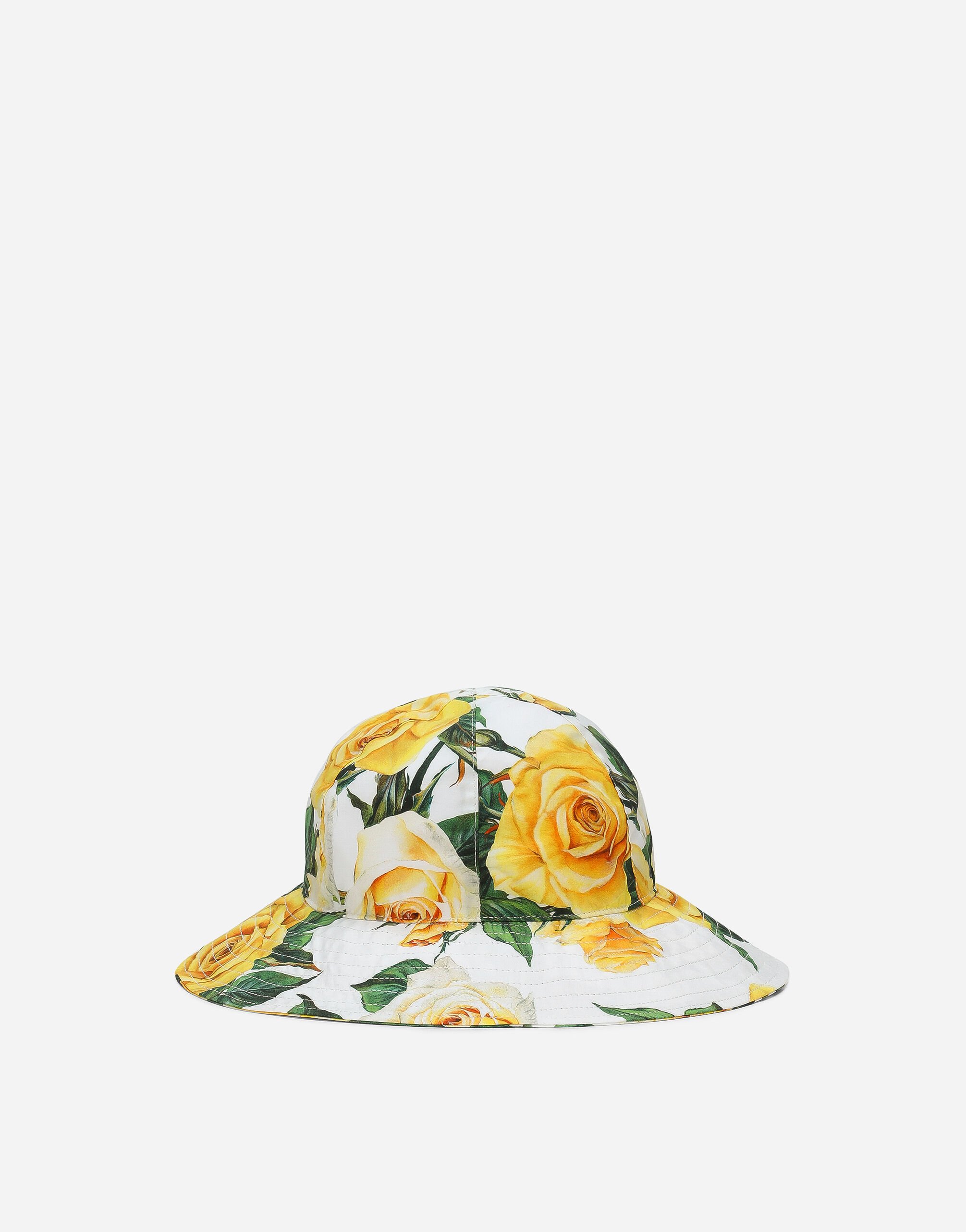 Dolce & Gabbana Mütze aus Popeline Print gelbe Rosen Drucken L53DU9HS5Q4