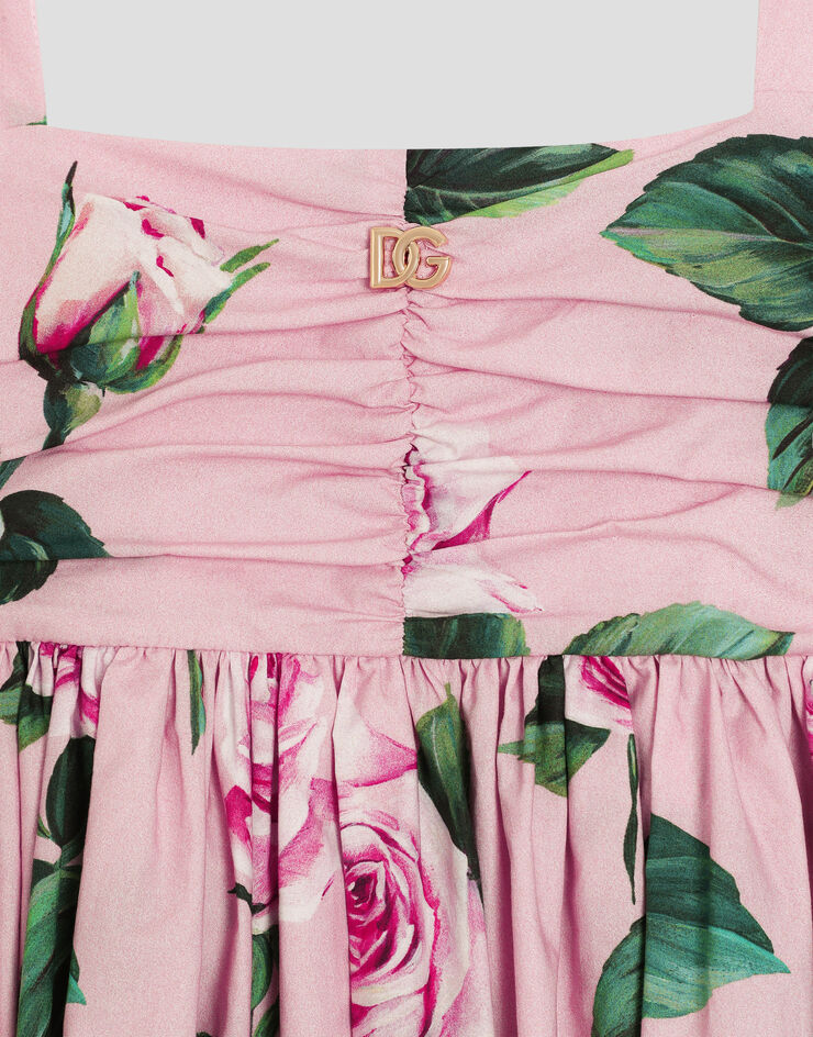 Dolce & Gabbana Kleid aus Popeline mit Rosenprint Drucken L53DE7HS5S7