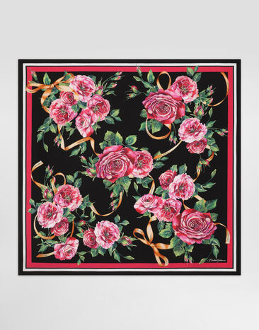 Dolce & Gabbana Rose-print silk twill foulard (90x90) Gold WNR4C5W1111