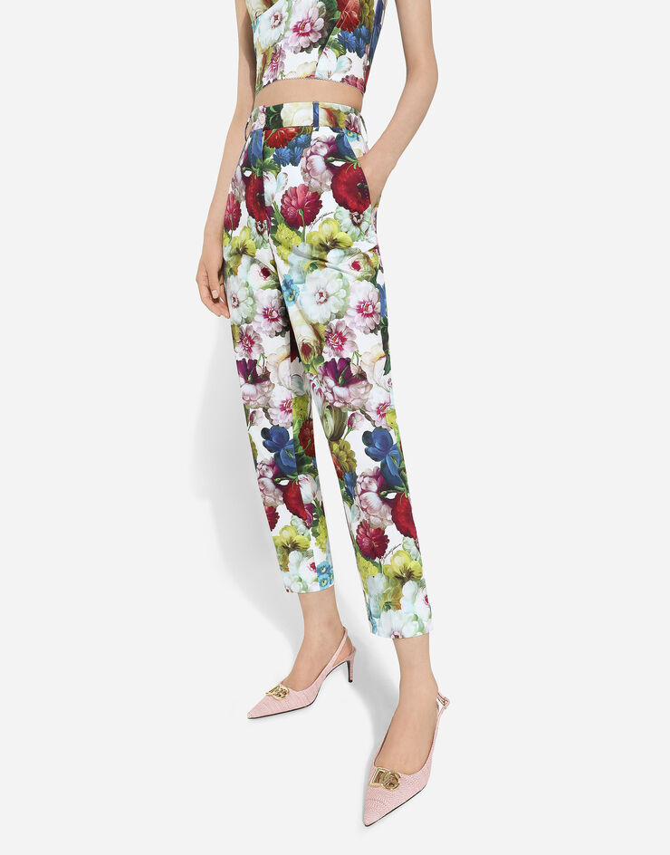 Dolce & Gabbana Pantaloni in cotone stampa fiore notturno Stampa FTC3FTHS5Q2