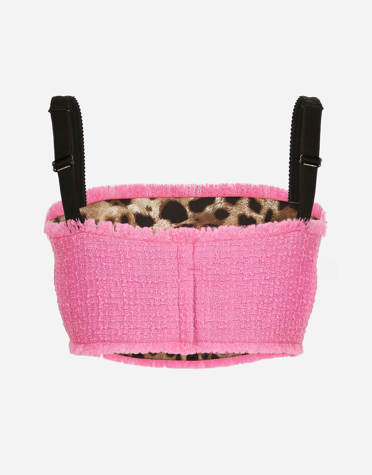 Dolce & Gabbana Raschel tweed crop top with straps Pink F79DATFMMHN