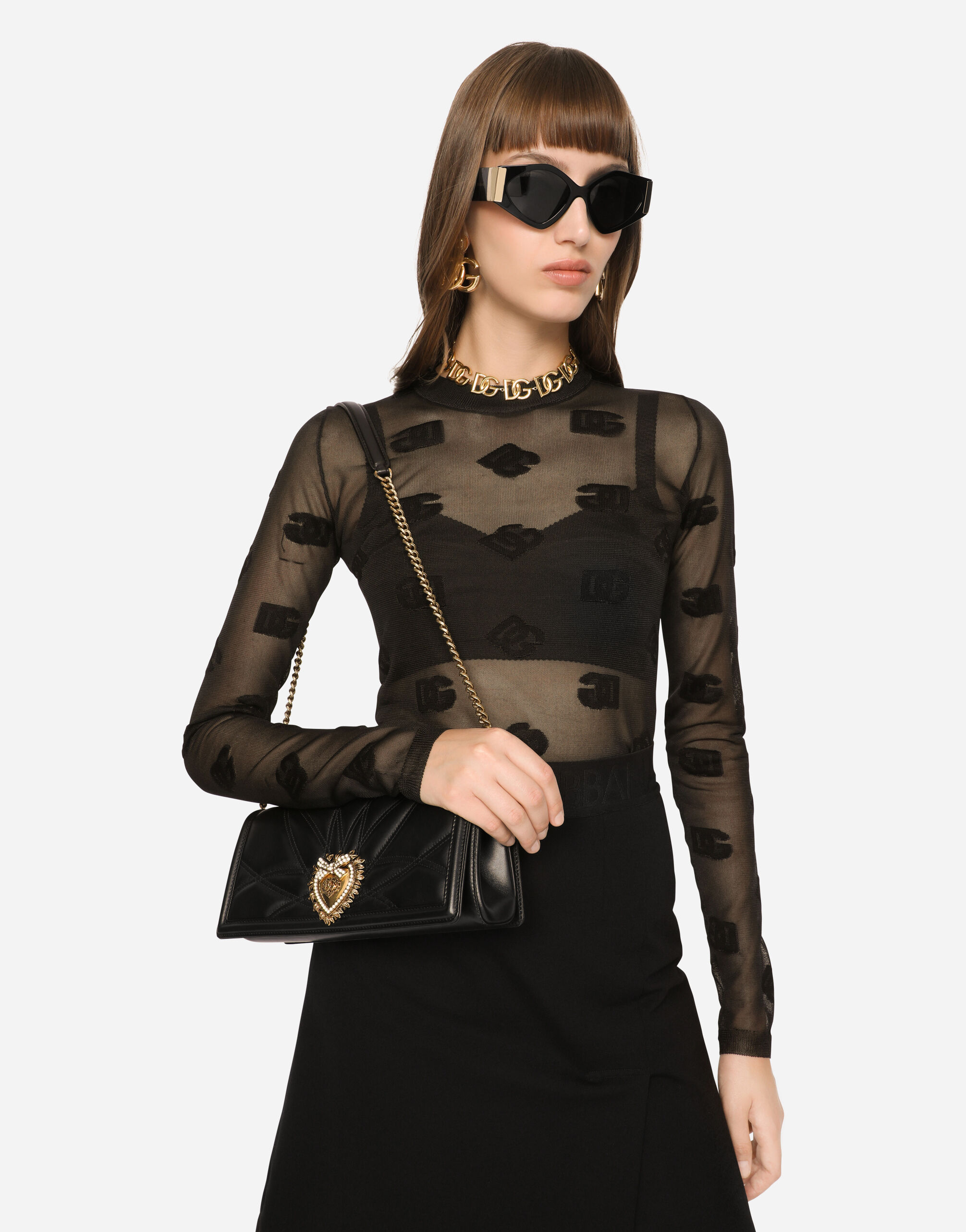 Quilted nappa leather Devotion baguette bag in Black for Women