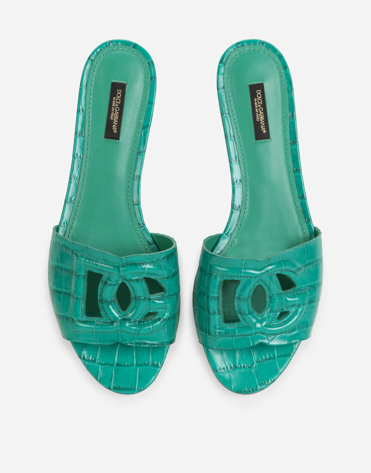 Dolce & Gabbana Crocodile skin side slides with DG Millennials logo MULTICOLOR CQ0436A2W90