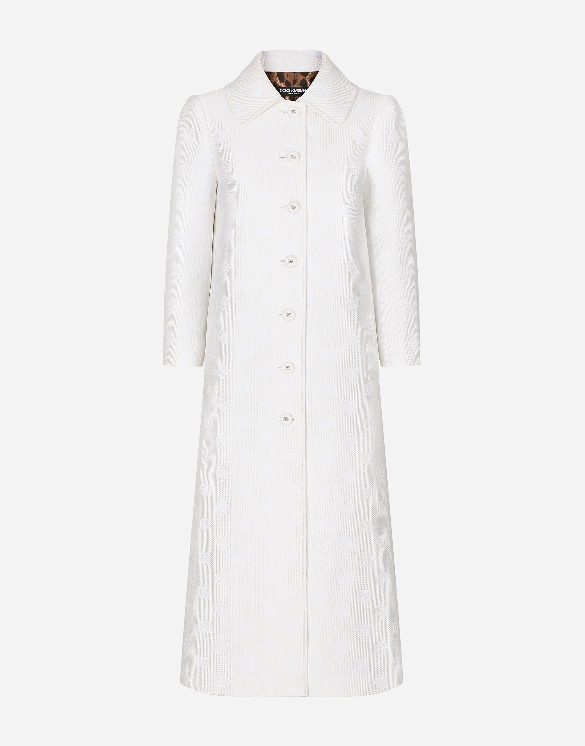 Dolce & Gabbana Jacquard coat with all-over DG logo Black F9P52LHULRK