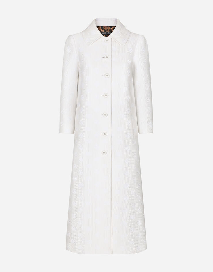 Dolce & Gabbana Jacquard coat with all-over DG logo White F0C4BTFJTBP