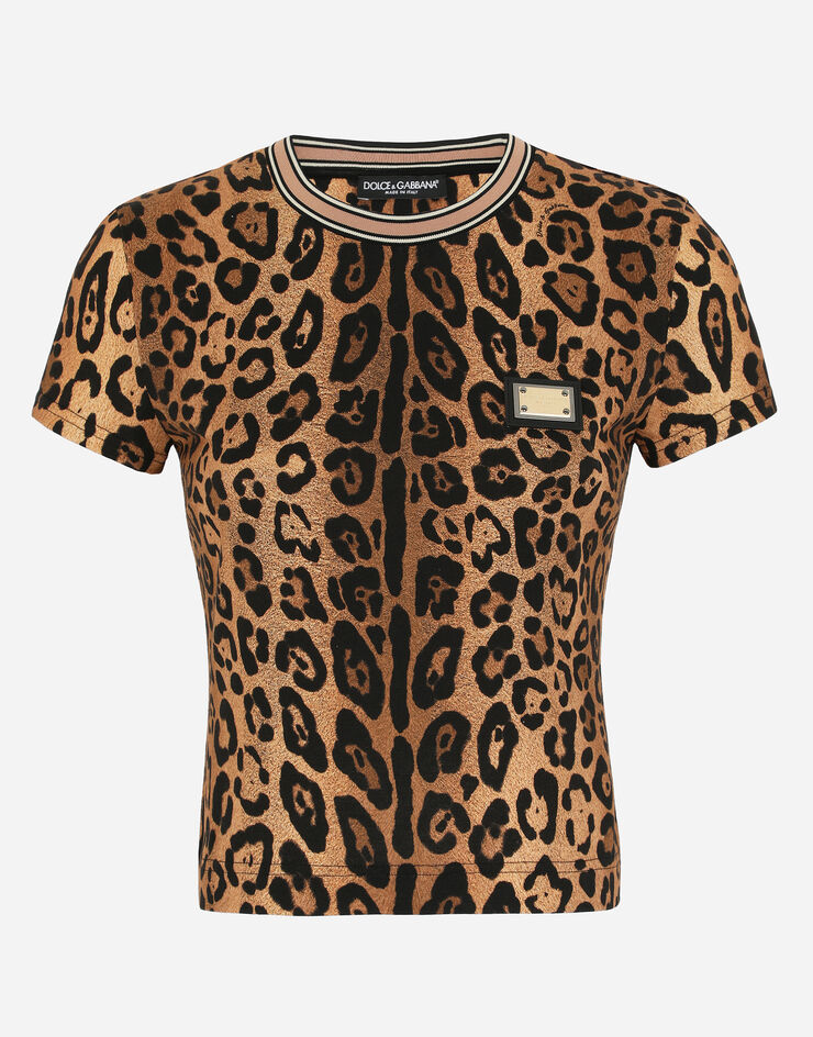 Dolce & Gabbana T-shirt manica corta crespo leo Stampa I8502WHS7OF