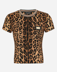 Dolce & Gabbana Short-sleeved leopard-print Crespo T-shirt Black F9M32ZHUML6