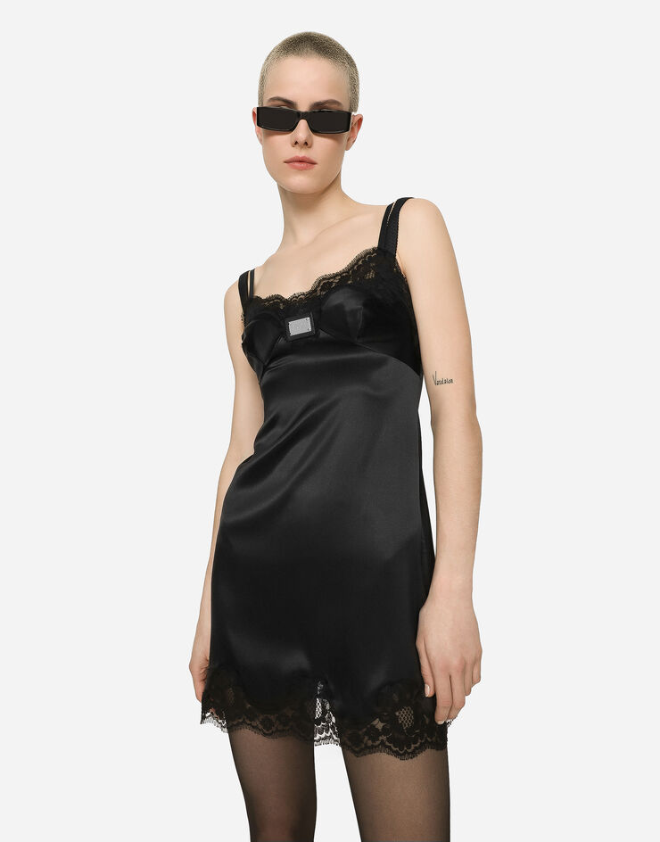 Dolce&Gabbana Short slip dress with Dolce&Gabbana tag Black F6CPJTFURAG