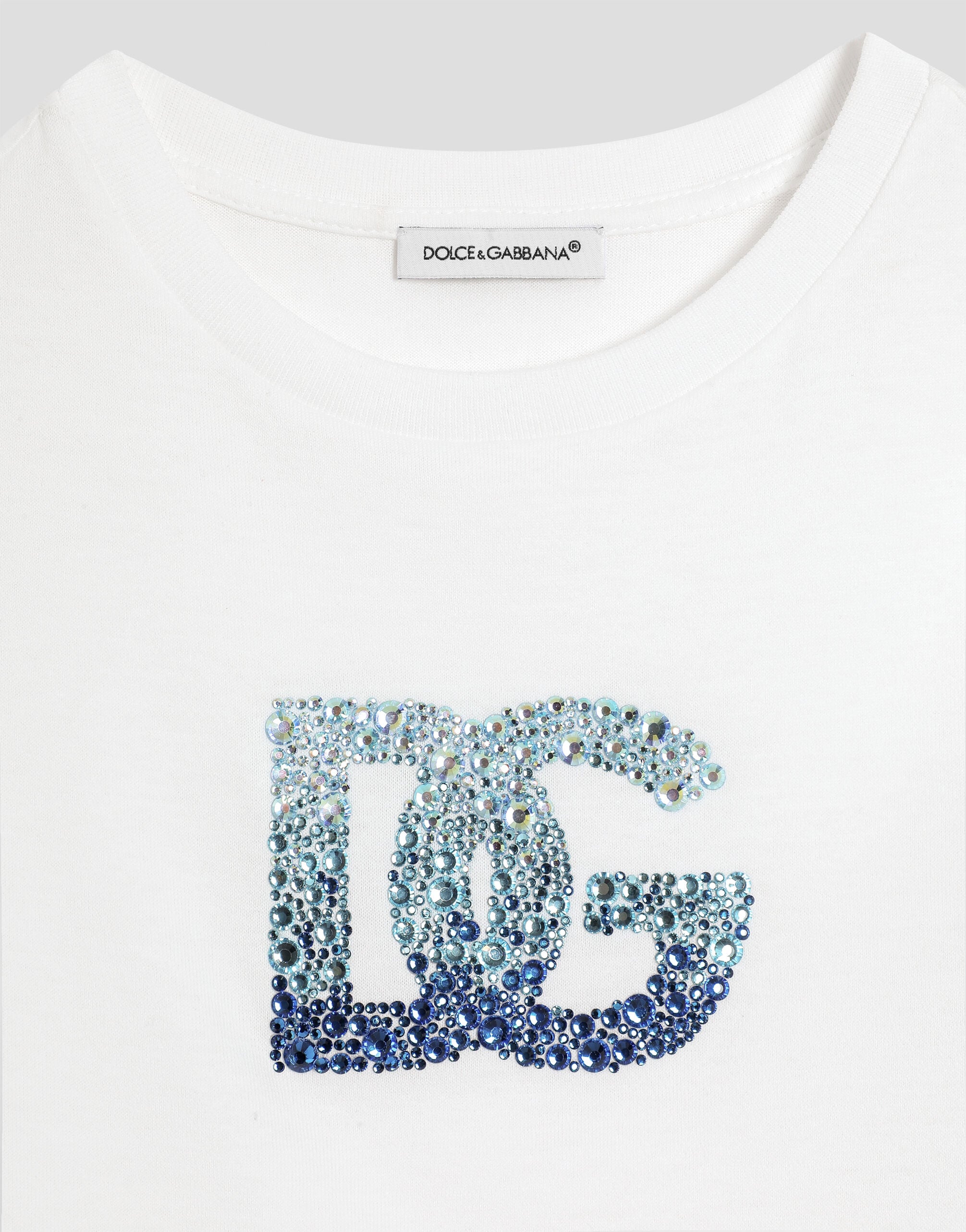 Dolce&Gabbana ✨レース　Tシャツ　刻印ボタン　ホログラムシール　M Jersey T-shirt with DG logo in Multicolor for Girls