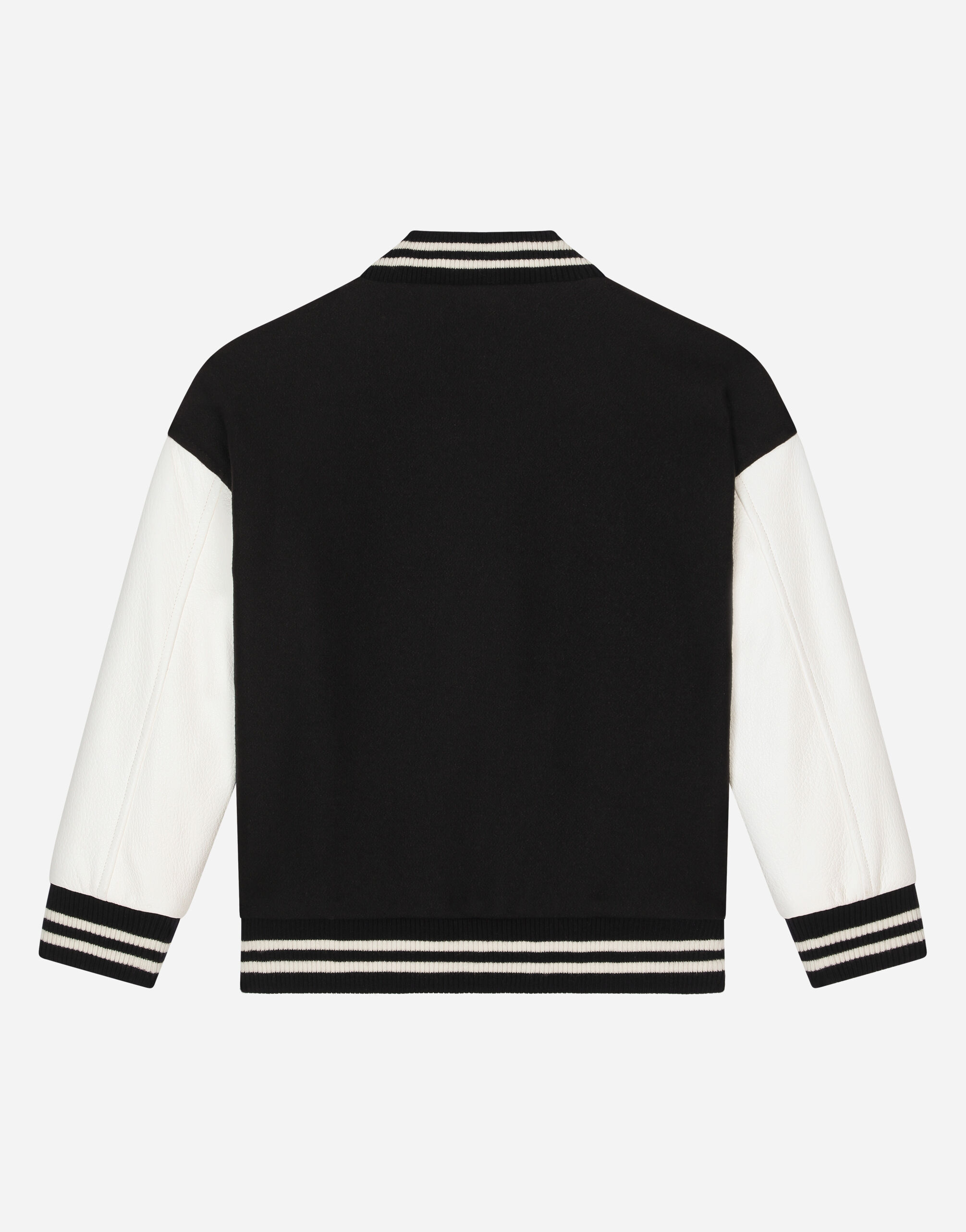 Leather and baize bomber jacket with DG logo patch in Multicolor