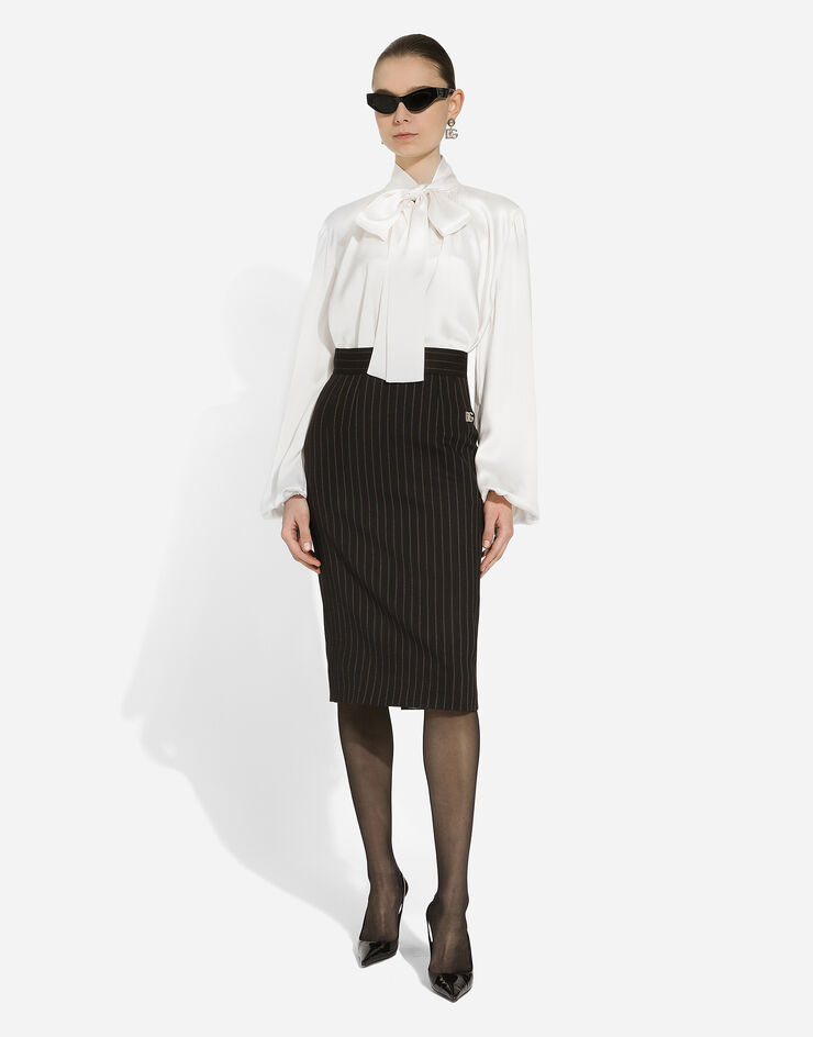 Dolce & Gabbana Short straight-cut pinstripe wool skirt Multicolor F4CTBTFRBDB