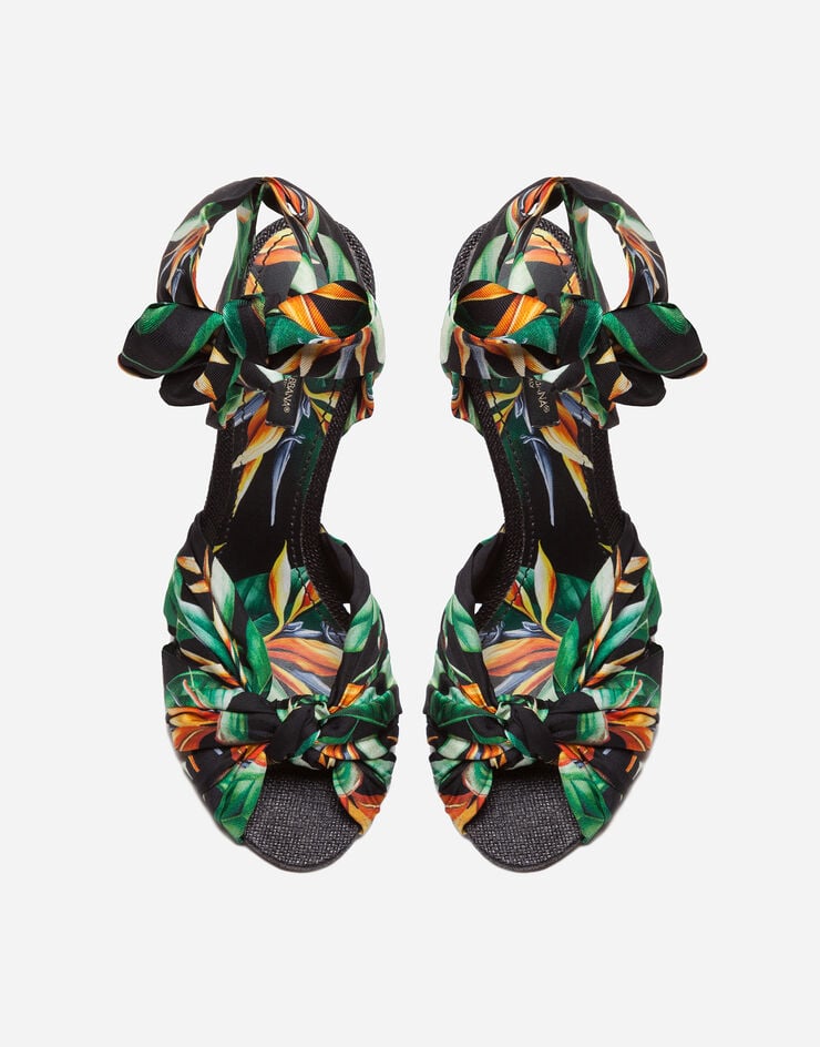 Dolce & Gabbana Twill sandals with bird of paradise print with heel in wicker Dolce & Gabbana Twill sandals with bird of paradise print with heel in wicker FLORAL PRINT CR1015AX871