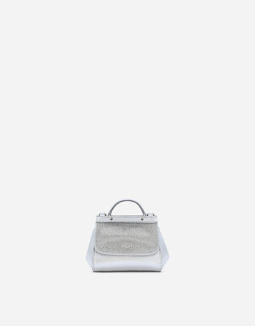 Dolce & Gabbana Nappa leather mini Sicily bag with fusible rhinestones Silver VG4006VP36G