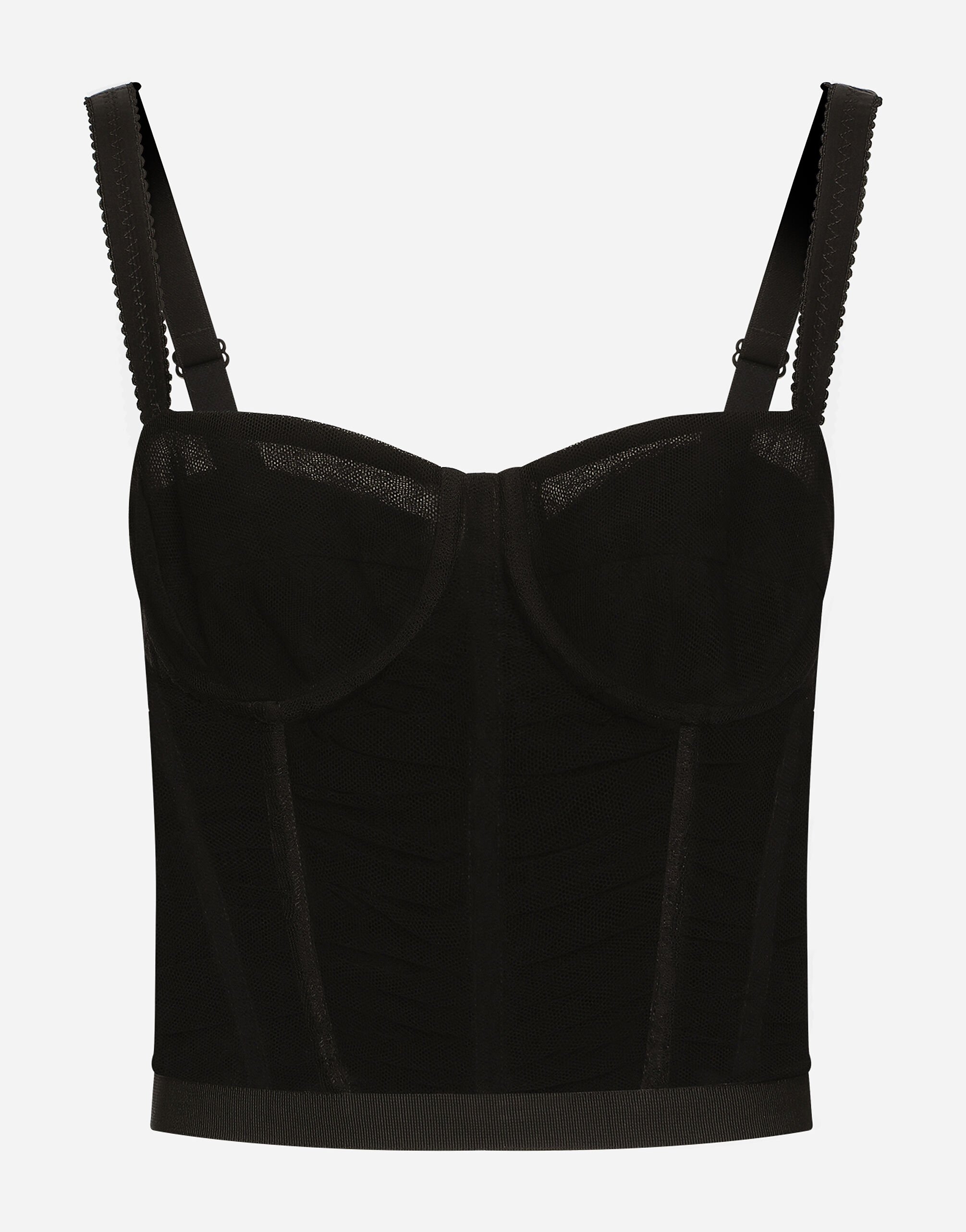 Draped tulle corset in Black for Women Dolce Gabbana US