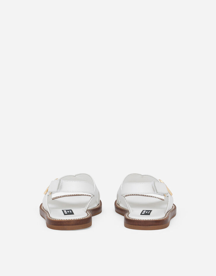 Dolce & Gabbana Sandale aus Kalbsleder mit DG-Logo Weiss D11286A1048