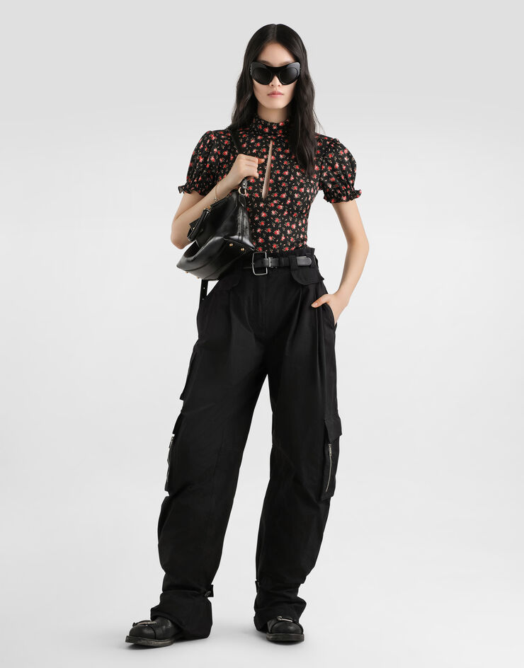 Dolce & Gabbana Small rose-print charmeuse top Multicolor F7BI1TFSA79