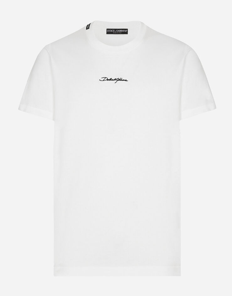 Dolce & Gabbana تيشيرت قطن بشعار أبيض G8RN8ZG7NUB