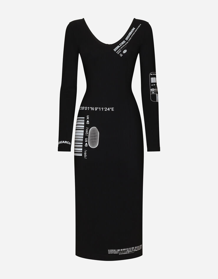 Dolce & Gabbana Vestido midi de manga larga en punto indesmallable DGVIB3 Negro F6DKCTGDB5B