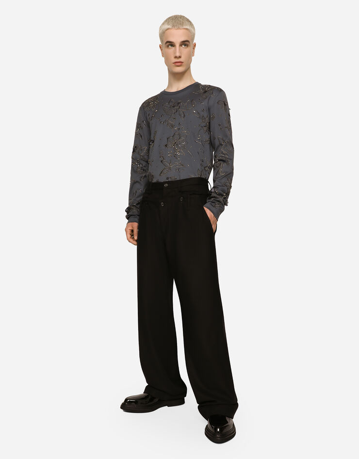 Dolce&Gabbana Tシャツ コットンインターロック エンブロイダリー グレー G8QT0ZHU7H8