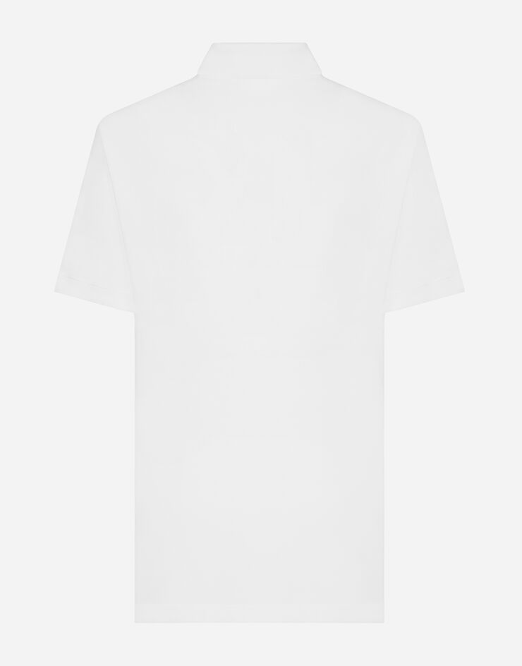 Dolce & Gabbana قميص بولو من قطن بيكيه بتطريز أبيض G8LZ1ZG7WUR