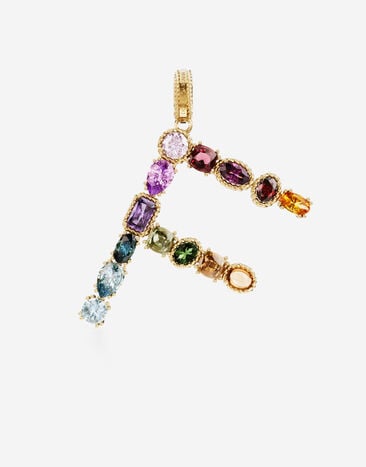 Dolce & Gabbana Charm F Rainbow alphabet in oro giallo 18kt con gemme multicolore Oro WANR1GWMIXQ