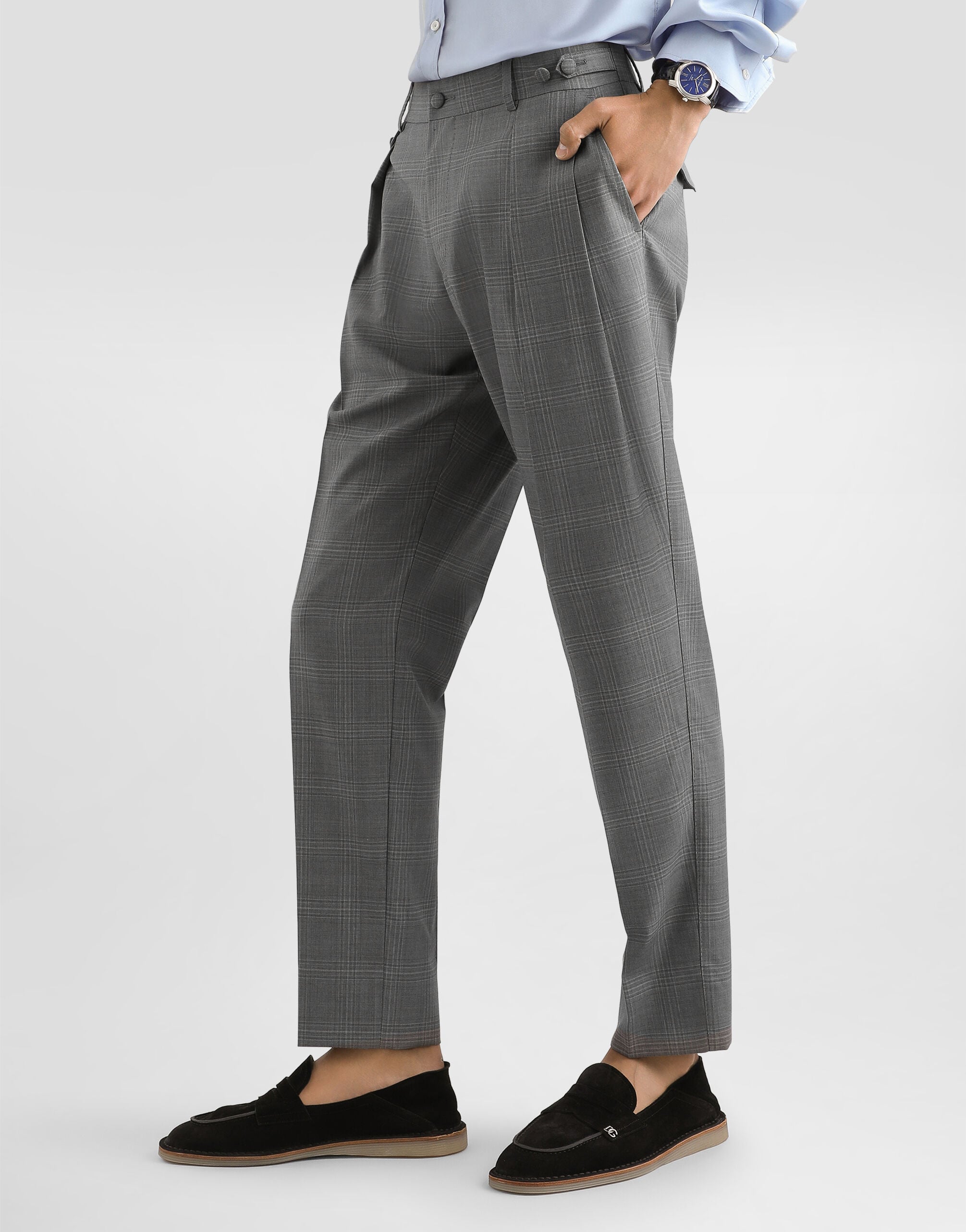 Glen plaid virgin wool trousers - thumbnail 4
